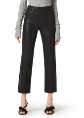 Hudson Jeans Remi Coated High Waist Crop Straight Leg Jeans in High Shine Black at Nordstrom