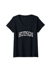 Hudson Jeans Womens Hudson Wyoming WY Vintage Athletic Sports Design V-Neck T-Shirt