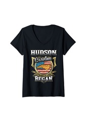 Hudson Jeans Womens Hudson North Carolina USA Flag 4th Of July V-Neck T-Shirt