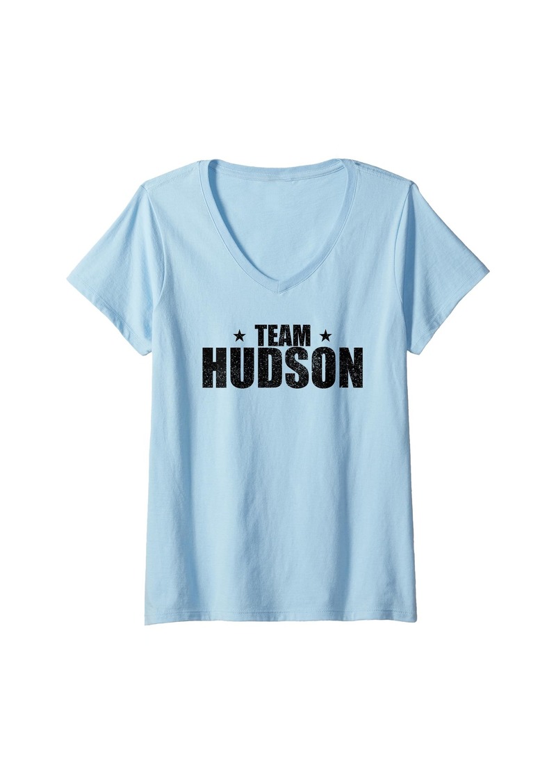 Hudson Jeans Womens Hudson Surname Family Birthday Hudson Lastname V-Neck T-Shirt