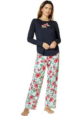 Hue Cardinal Bloom Timeless Soft Jersey Three-Piece Pajama Set