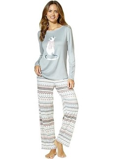 Hue Feline Fair Isle Brushed Loose Knit Pajama Set