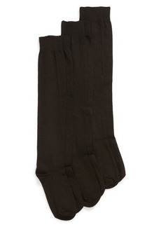 Hue 3-Pack Flat Knit Knee High Socks