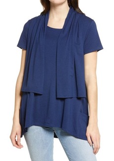 Hue Convertible Scarf Lapel T-Shirt in Medieval at Nordstrom