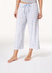 Hue Women's Sleepwell Printed Knit Capri Pajama Pant Made with Temperature Regulating Technology - White