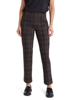 Hue Pintuck Plaid Pull-On Trousers
