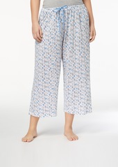 Hue Womens Plus Size Sleepwell Printed Knit Capri Pajama Pant made with Temperature Regulating Technology - Flamingo