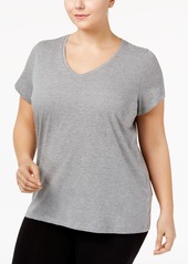 Hue Womens Plus size Sleepwell Solid S/S V-Neck T-Shirt with Temperature Regulating Technology - Grey Heather