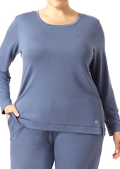 Hue Plus Size Solid Long Sleeve Lounge T-Shirt - Med. Grey Heather