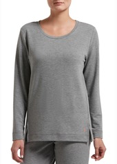 Hue Plus Size Solid Long Sleeve Lounge T-Shirt - Med. Grey Heather