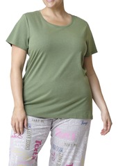 Hue Plus Size Solid Short Sleeve Round Neck Pajama T- shirt - Olivine