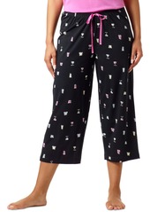 Hue Women's Sleepwell Printed Knit Capri Pajama Pant Made with Temperature Regulating Technology - Black