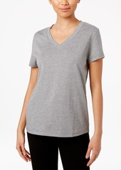 Hue Women's Sleepwell Solid S/S V-Neck T-Shirt with Temperature Regulating Technology - Grey Heather