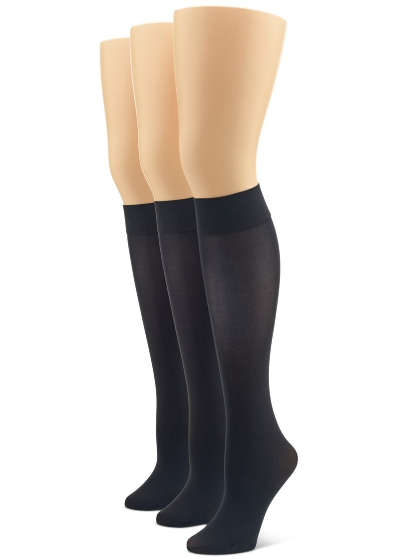 Hue Women's 3-Pk. Soft Opaque Knee-High Socks - Black Pack