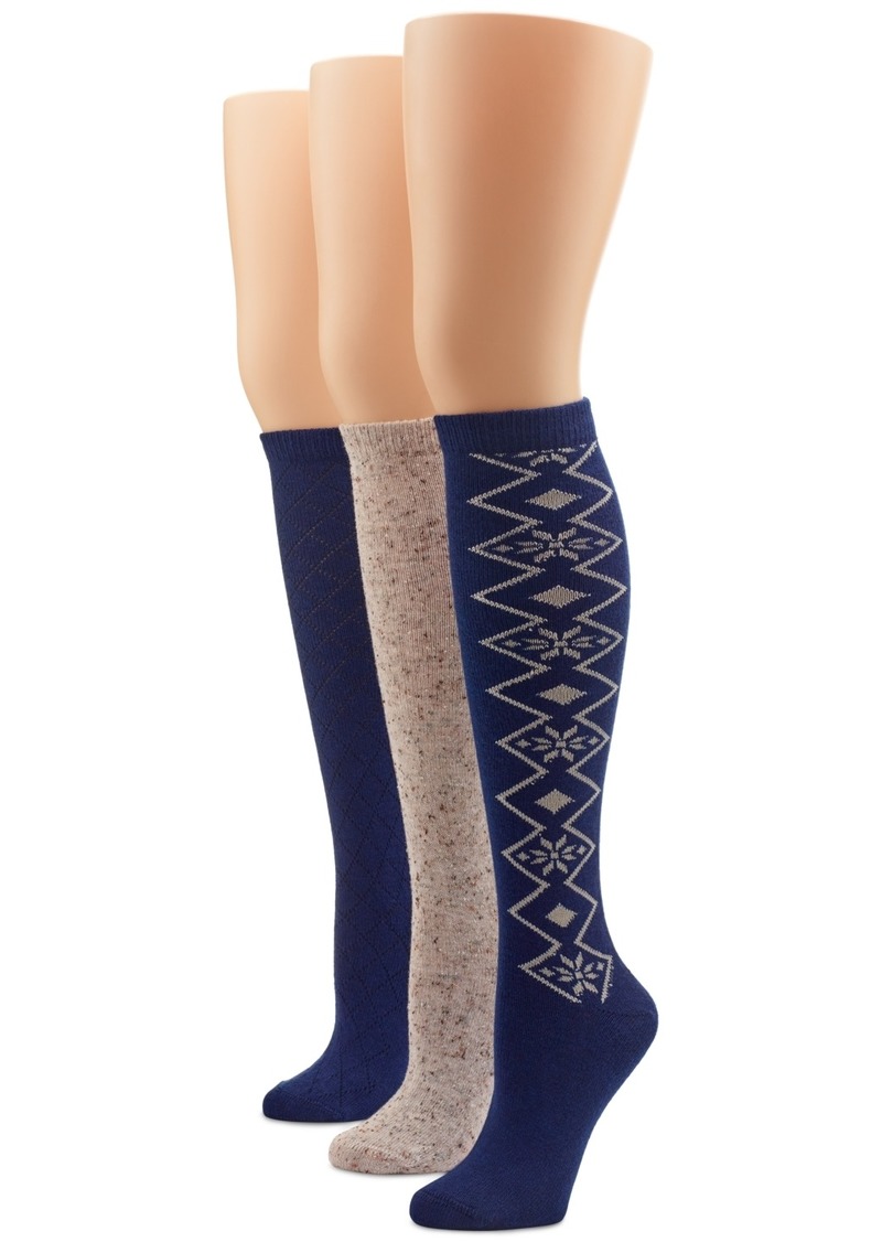 Hue Women's 3-Pk. Thick Fashion Knee-High Socks - Navy Pack