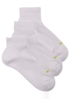 Hue Women's Air Cushion Quarter Top Socks 3 Pack - White