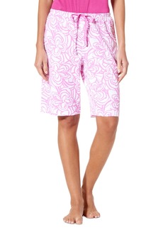 Hue Women's Blooms Printed Knit Bermuda Pajama Shorts - White