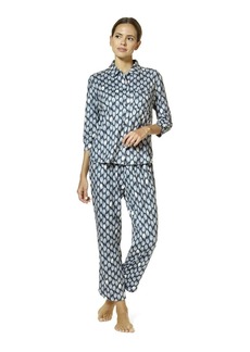 HUE womens Brushed Loose Knit Button Up Shirt and Pant 2 Piece Pajama Set   US