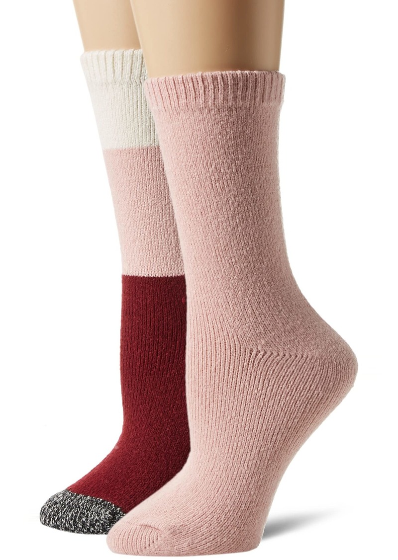 HUE Women's Crew Boot Sock Cinnaberry/Barely Pink-2 Pair Pack  (U22861)
