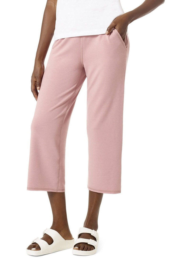 HUE Women's Cropped Wide Leg Comfy Pant with Pockets