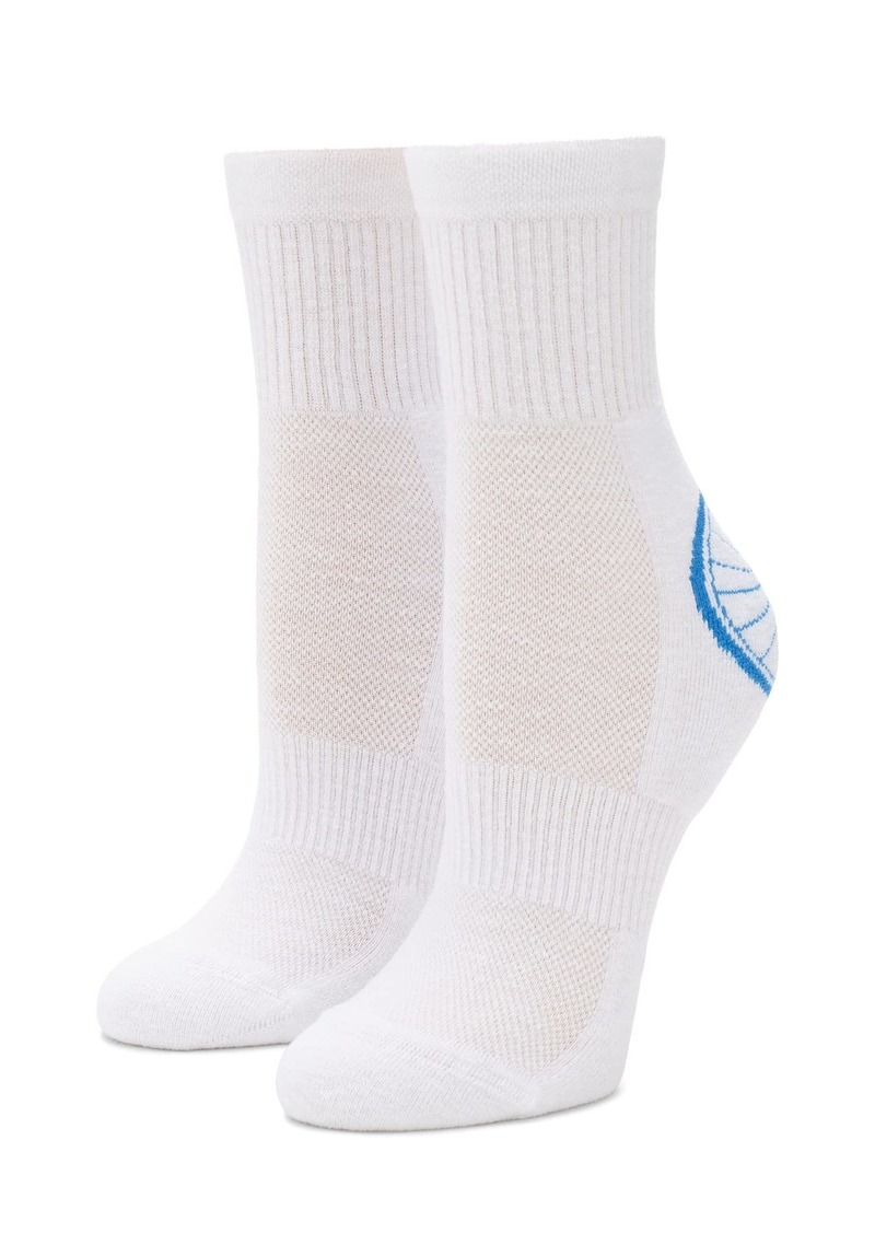 HUE Women's Eco Sport Quarter Top Sock Cycling White-2 Pair Pack