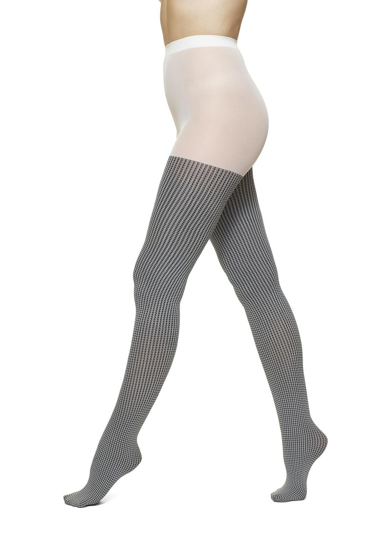 HUE Women's Fashion Tights Black-Micro Houndstooth