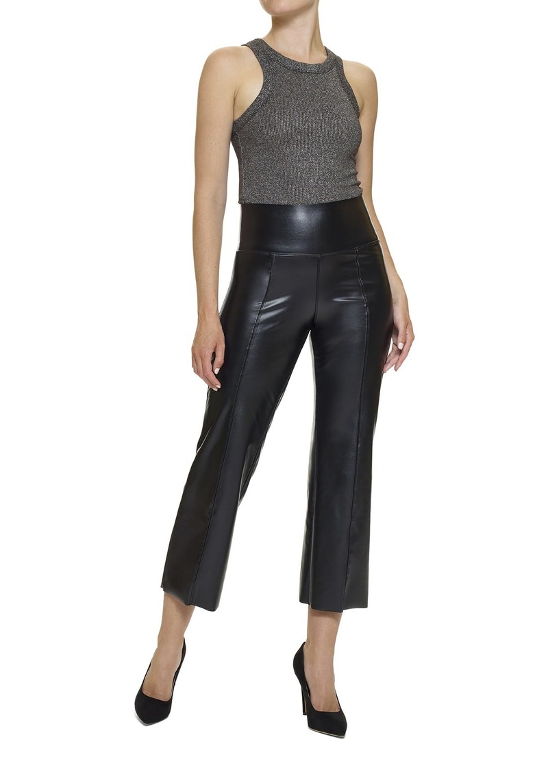 HUE Women's Faux Leather Legging with Tummy Control Black-Flare