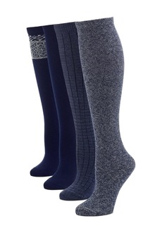 HUE Women's 4 Pack Flat Knit Knee High Sock