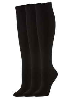 HUE Women's Flat Knit Knee High Socks 3-Pack