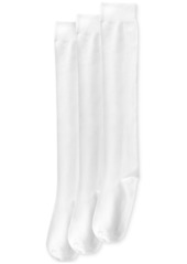 Hue Women's Flat Knit Knee High Socks 3 Pair Pack - White Pack