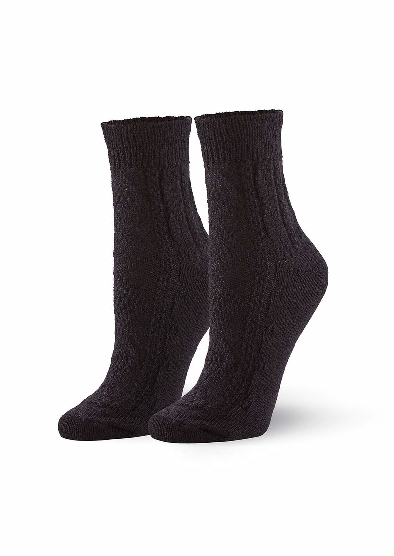 HUE Women's Lightweight Wool Frilly Cable Sock