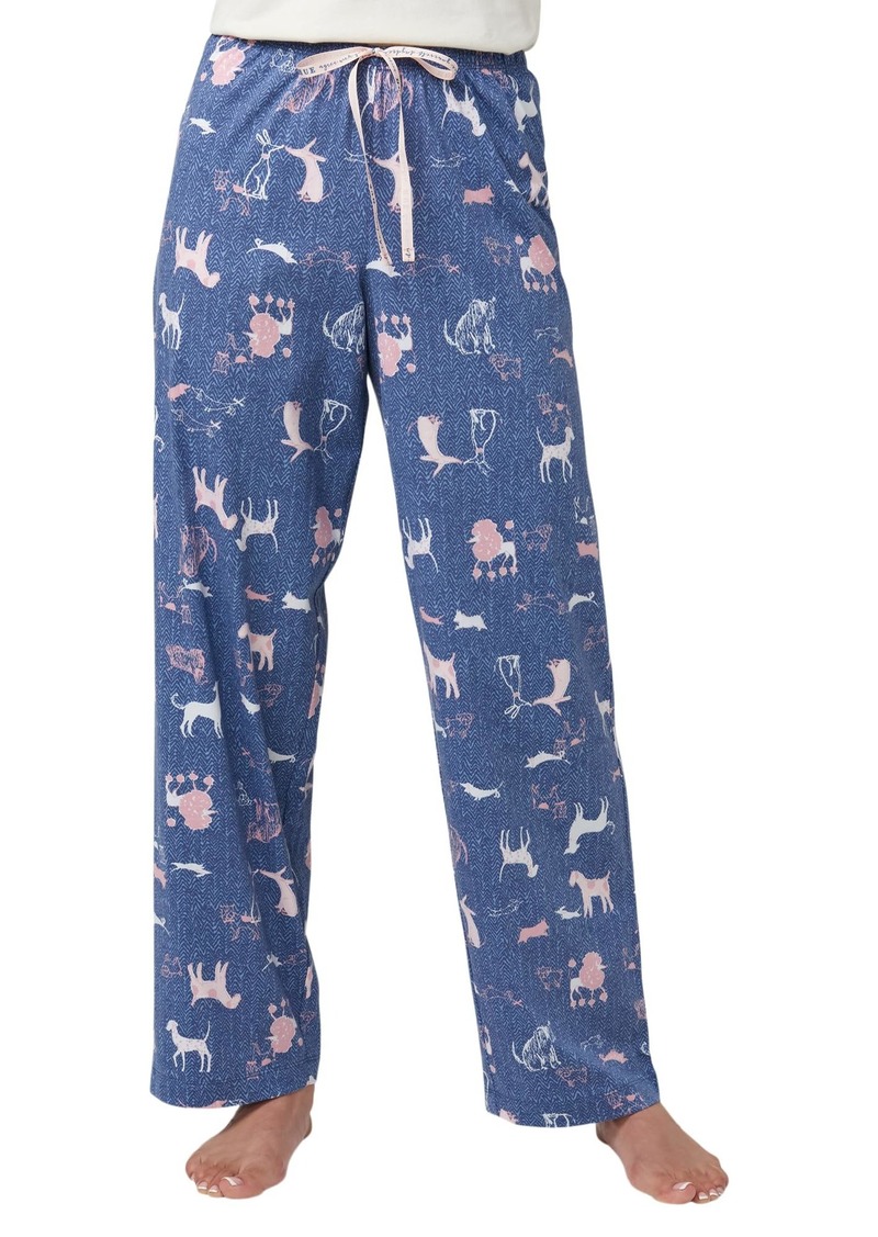 HUE Women's Plus Size Lounge Pajama Separates Late Summer & Fall Collection Coronet Blue Dog Park-Sleep Pant