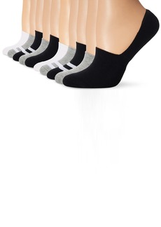 HUE Women's Low Cut Sneaker Liner Socks with Cushion 6 Pair Black Pack Blk Stripes/Wht/Lt Char Heather