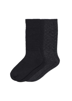 HUE Women's Merino Wool Blend Crew Boot Breathable Natural Temperature Regulating Moisture Wicking Athletic Socks 2 Pair Pack