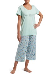 Hue Women's Plant Positivity T-Shirt & Capri Pants Pajama Set