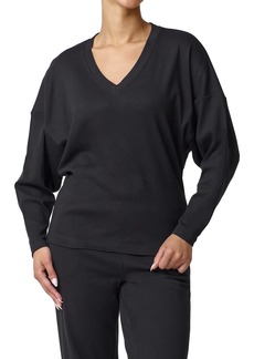 HUE Women’s Casual Basic Lounge T-Shirt Black - Long Sleeve V-Neck