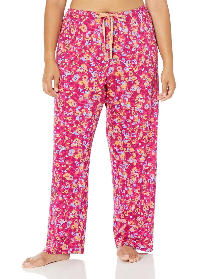 HUE Women's Printed Knit Long Pajama Sleep Pant Festival Fuchsia-Flowing Floral