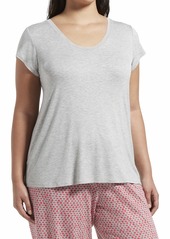 Hue Women's SleepWell with TempTech Short Sleeve Pajama Sleep Top Sleepwear -light grey heather