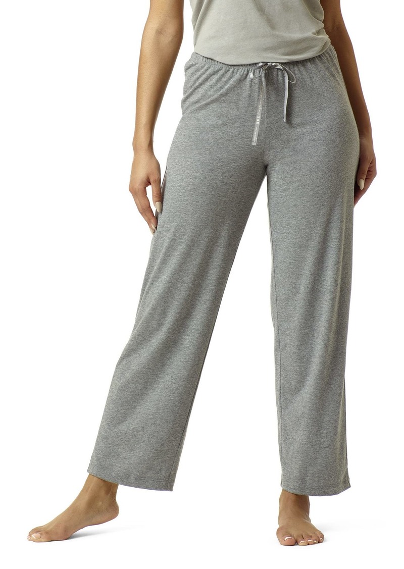 HUE Women's SleepWell Basic Printed Knit Performance Sleep Pajama Pant Made with Temperature Regulating Technology Medium Grey Heather-Solid