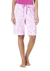 Hue Women's Printed Knit Bermuda Pajama Sleep Short White-Blooms