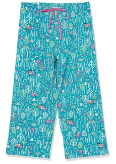 HUE womens Printed Knit Capri Sleep Pant Pajama Bottom, White - Garden,  Medium US 