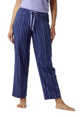 HUE Women's Printed Knit Long Pajama Sleep Pant Medieval Blue-Wavy Stripe