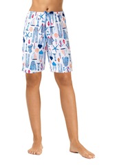 HUE Women's Printed Knit Pajama Sleepwear White Sailor Jam-Sleep Bermuda Shorts
