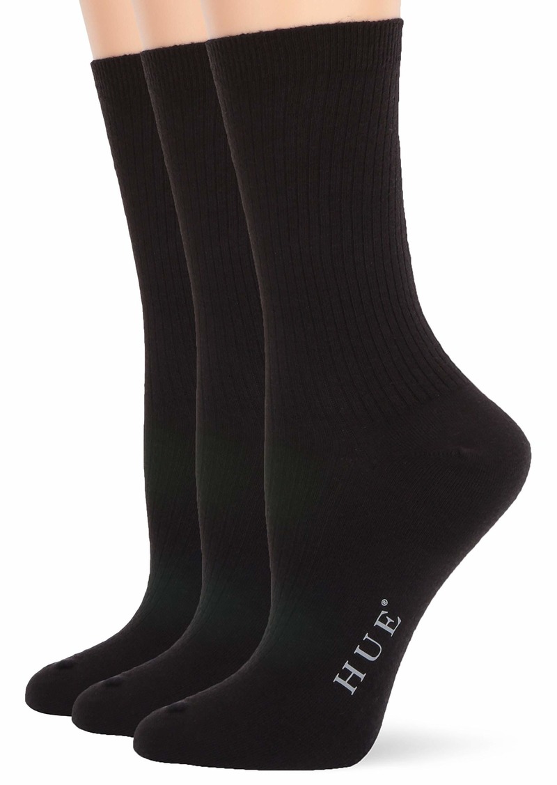 HUE womens Relaxed Top Crew  3 Pair Pack Casual Socks   US