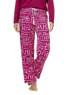 HUE Women's Lounge Pajama Separates Christmas and Holiday Collection Beet Red A Peaceful Note-Sleep Pant