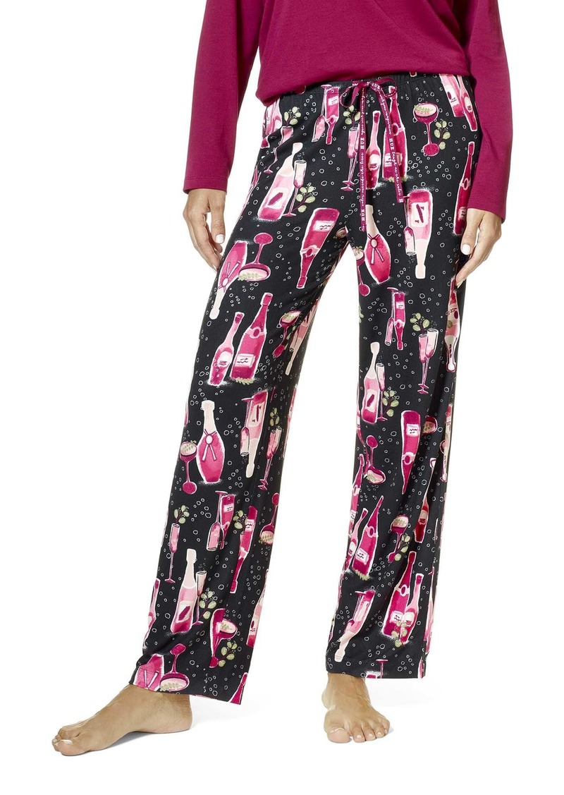 HUE Women's Lounge Pajama Separates Christmas and Holiday Collection Black Bring The Bubbly-Sleep Pant