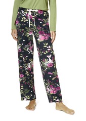 HUE Women's Printed Knit Long Pajama Sleep Pant Black-Critter Floral