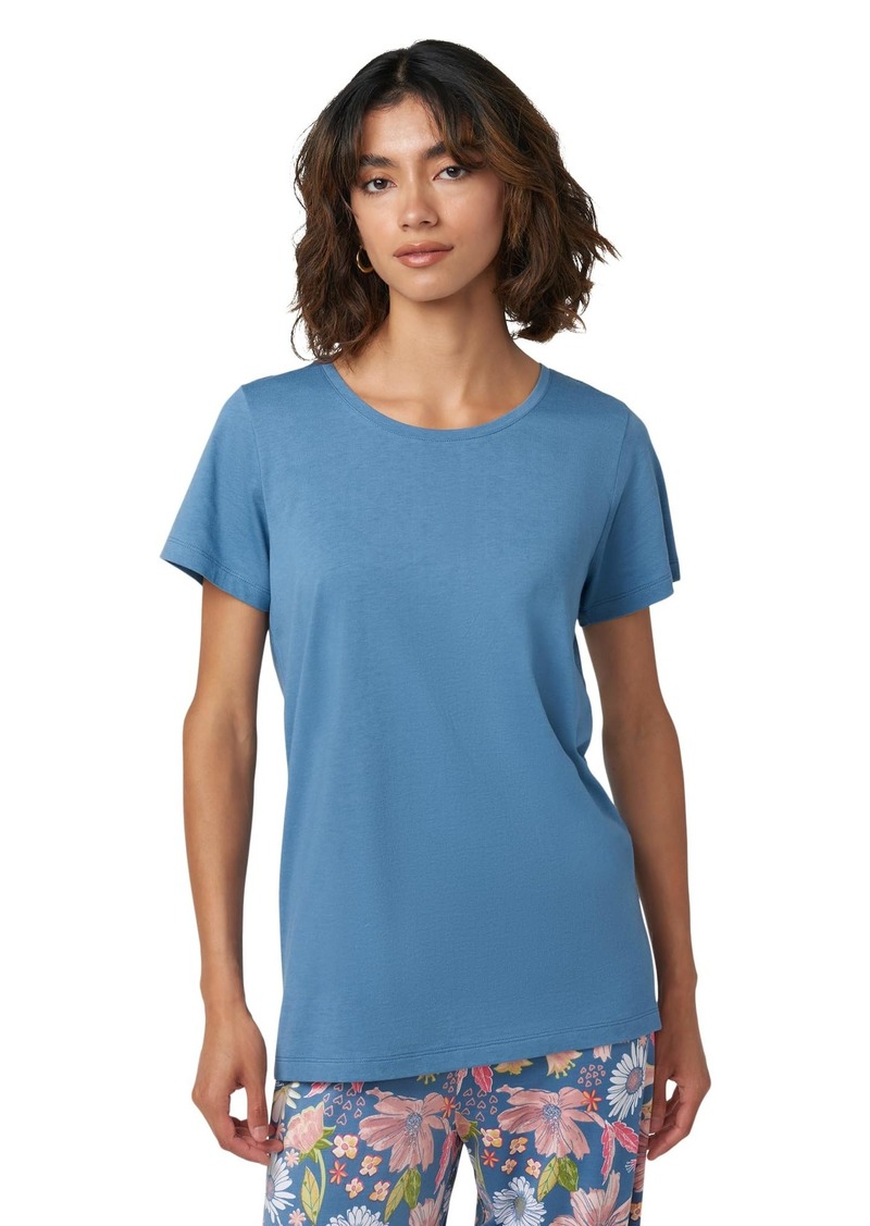 HUE Women's Sleep and Lounge Pajama Separates Late Summer & Fall Collection Coronet Blue-Scoop Neck Short Sleeve Tee