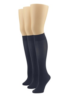 HUE Womens Soft Opaque Knee High (Pack Of 3) Dress-socks   US