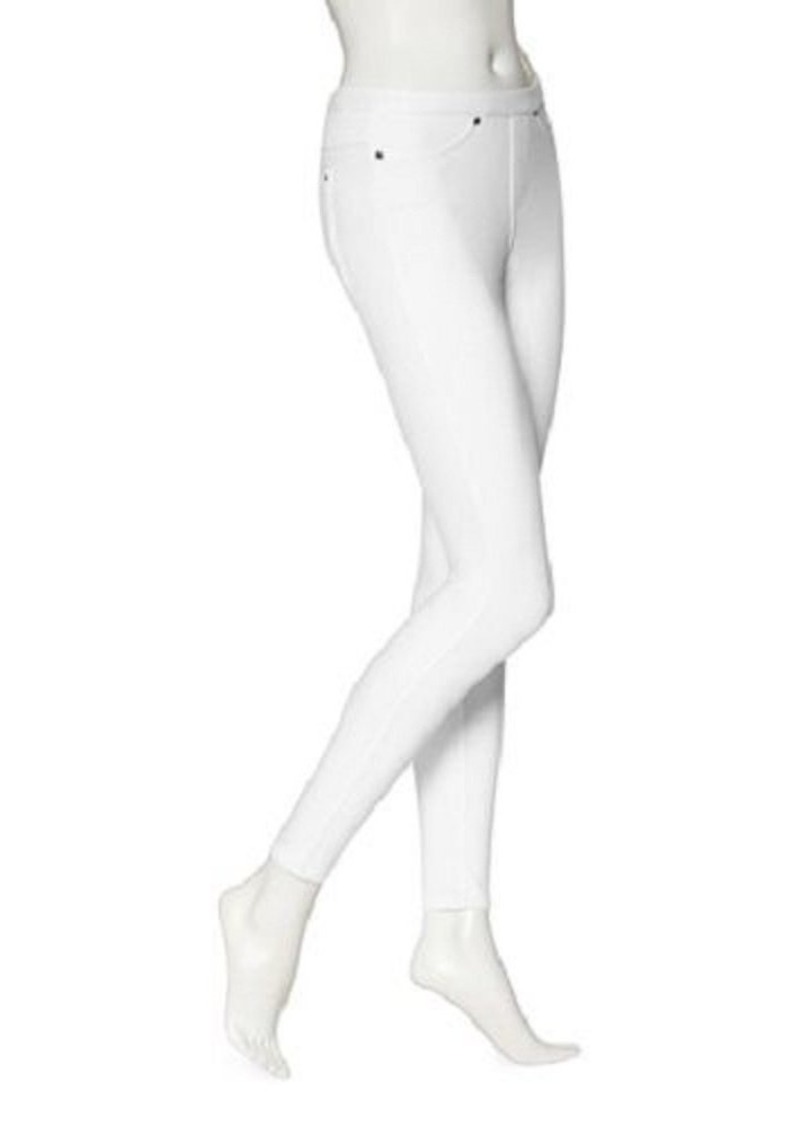 Hue Women's Solid Color Original Jeanz Denim Legging Sockshosiery -white